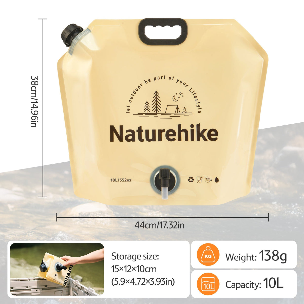 10L Foldable Water Bag with Tap