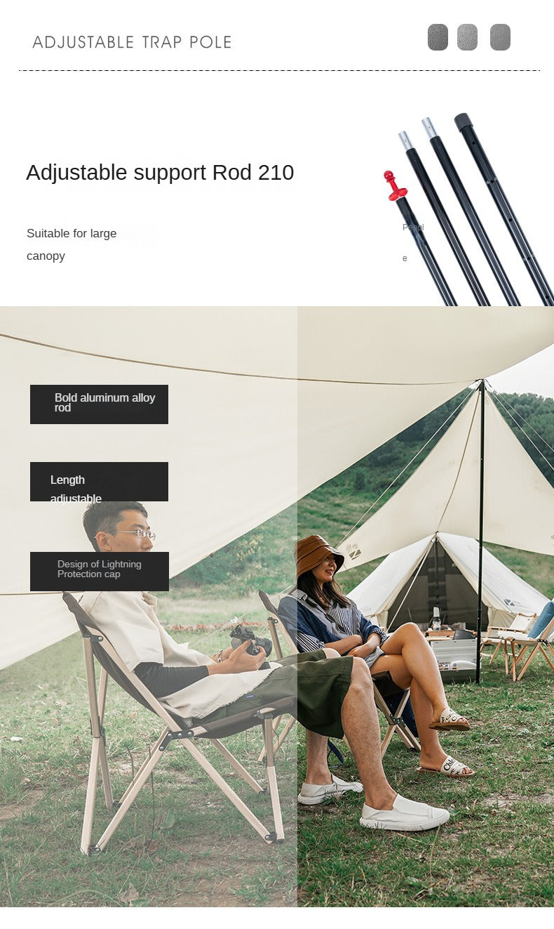 Mobi Garden Canopy Rod Support Portable Ultralight Thickened 4 Section Adjustable Awning Canopy Pole 210-260cm Length Lifting Rod Aluminum Alloy Outdoor Camping Equipment