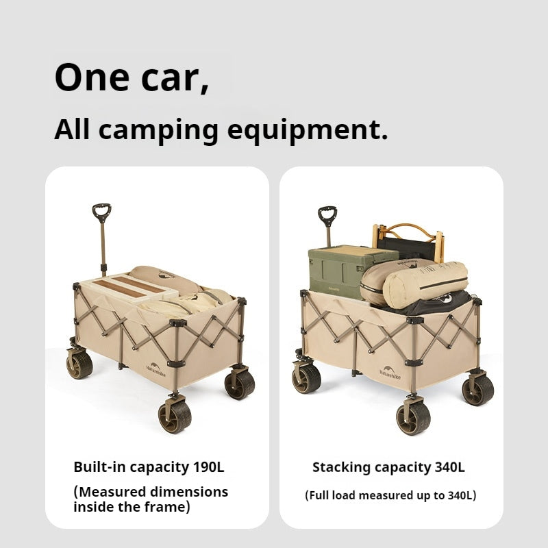 Naturehike Multi-Terrain Gathering Cart Multifunction Foldable Camping Trolley Large Capacity Outdoor Cart Wagon Collapsible 360°