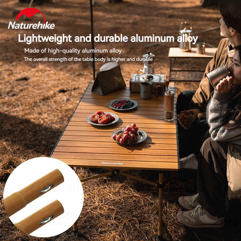 Naturehike Telescopic Folding Table Portable Retractable BBQ Table Outdoor Camping Table Bearing 30kg Aluminum Alloy Table Garden Picnic Party 2 Sizes