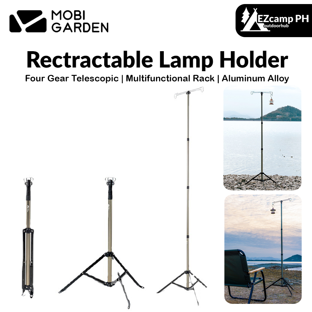 Mobi Garden Telescopic Light Stand Portable Retractable Lamp Holder Pole Tripod Stand 2.2m Stretchable Four Gear Telescopic Lantern Light Post Rack