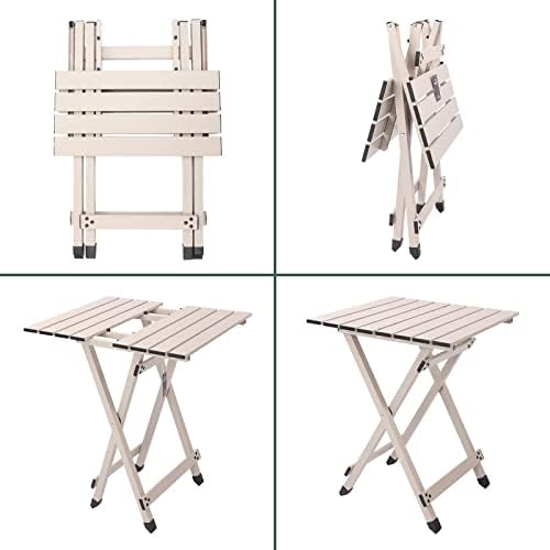 SUNNYFEEL Folding Camping Table - Lightweight Aluminum Portable Picnic Table, 18.5x18.5x24.5 Inch for Cooking, Beach, Hiking, Travel, Fishing, BBQ, Indoor Outdoor Small Foldable Camp Tables