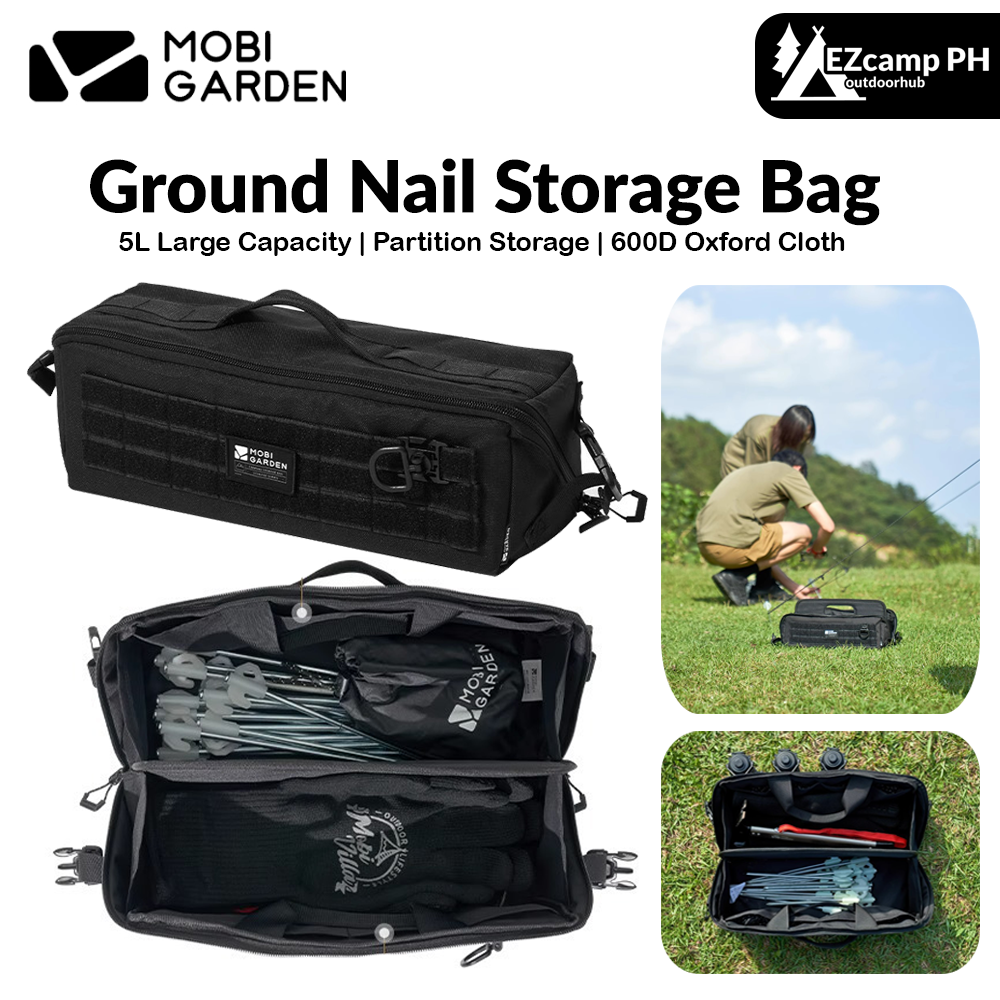 MOBI GARDEN Ground Nail Storage Bag Portable Multi-function 5L Large Space One Second Switch Four Layer Camping Outdoor Partition Box Wear-resistant