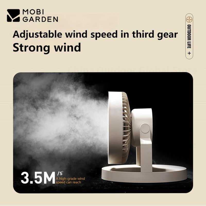 MOBI GARDEN Multifunctional Portable Fan Camping Electric Fan 15-60H Outdoor Travel Picnic 3-speed Adjustable Strong Wind 8000MAH