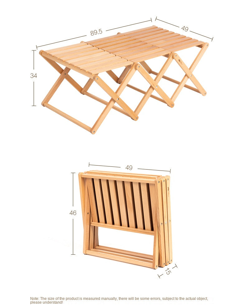 Mobi Garden Multi-Function Folding Table Portable Lightweight Solid Wood Storage Table Multi-layer Shelf Rack Foldable Wooden Table 4 Layer Shelves Outdoor Camping