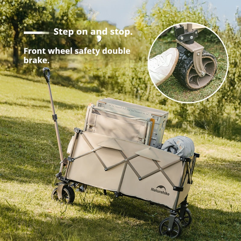 Naturehike Multi-Terrain Gathering Cart Multifunction Foldable Camping Trolley Large Capacity Outdoor Cart Wagon Collapsible 360°