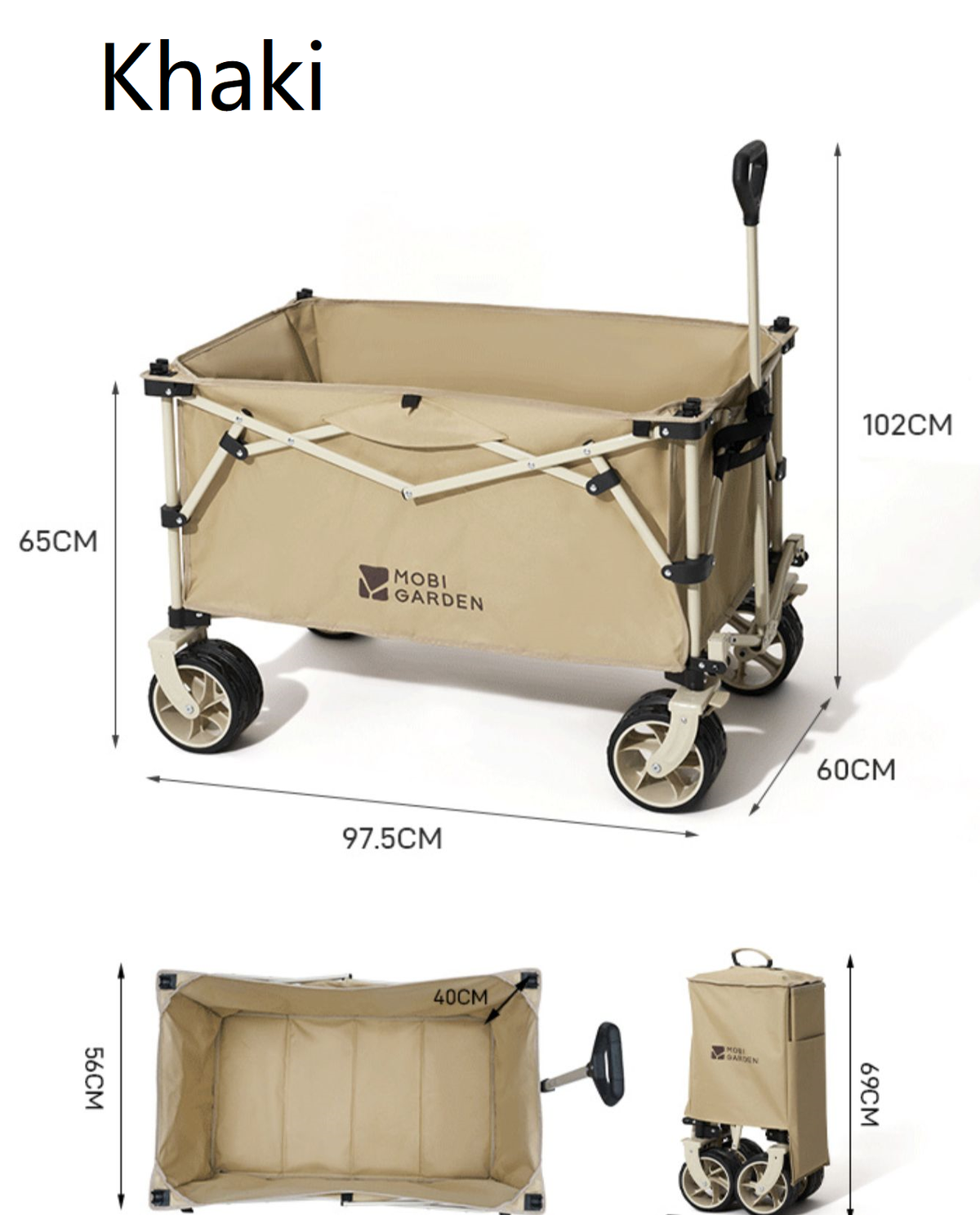 MOBI GARDEN Outdoor Camping trolley - Portable, Four-Way Folding, 200L Capacity Utility Cart