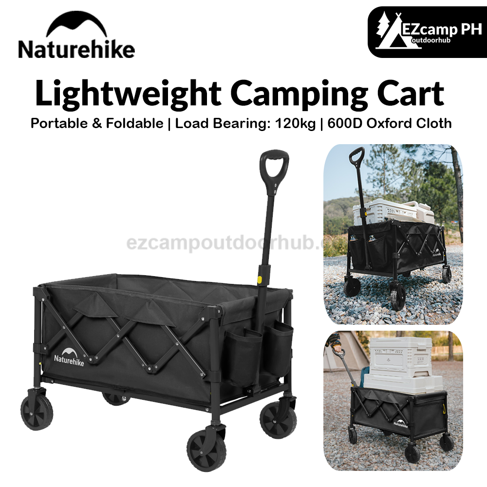 Naturehike Lightweight Camping Cart Portable Collapsible Large Capacity Wagon Cart 80 Liters Maximum 100 Liters Garden Outdoor Park Utility Beach Trolley